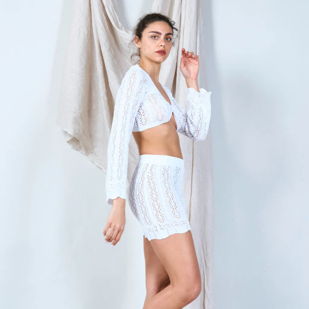 Knit tie-front top and skirt set wholesale