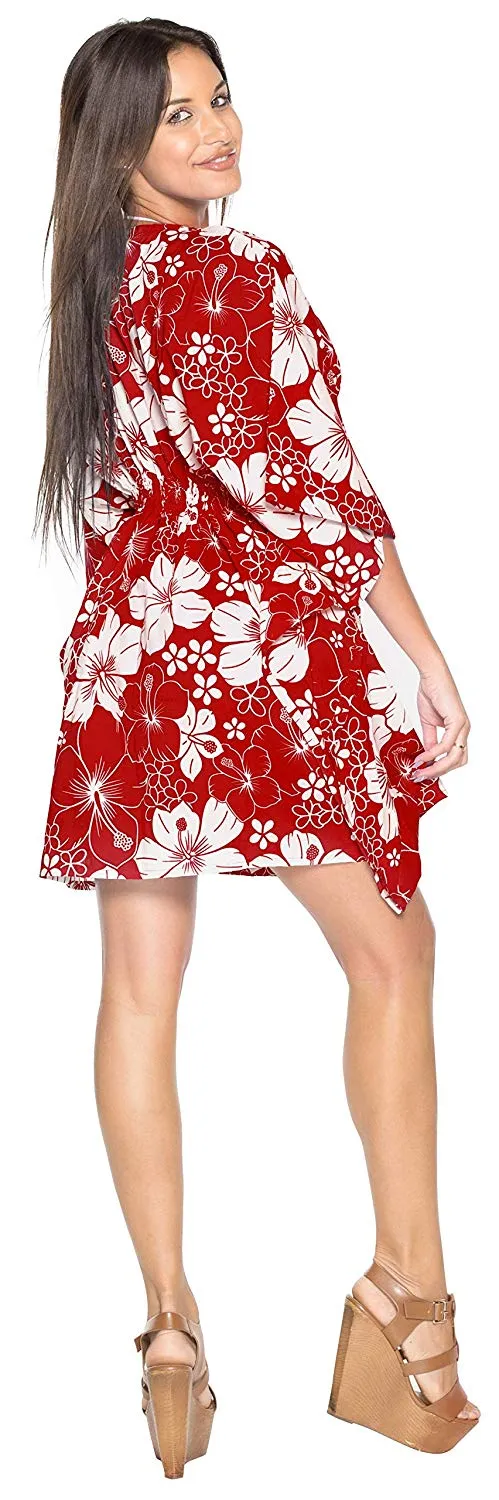 LA LEELA Soft fabric Printed Hawaii Cardigan Girl OSFM 8-14 [M-L] Red_5199