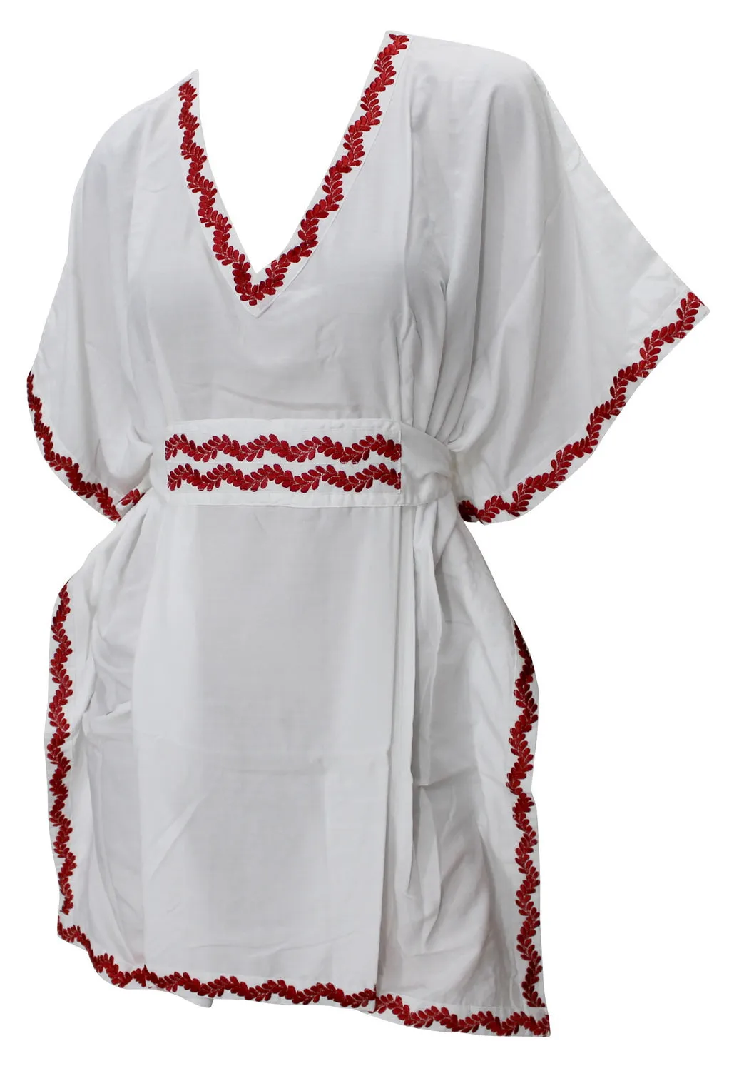 LA LEELA Women Summer Sundress Beach Cover up Plain Loose Tank Dress US 10-14 White_T308