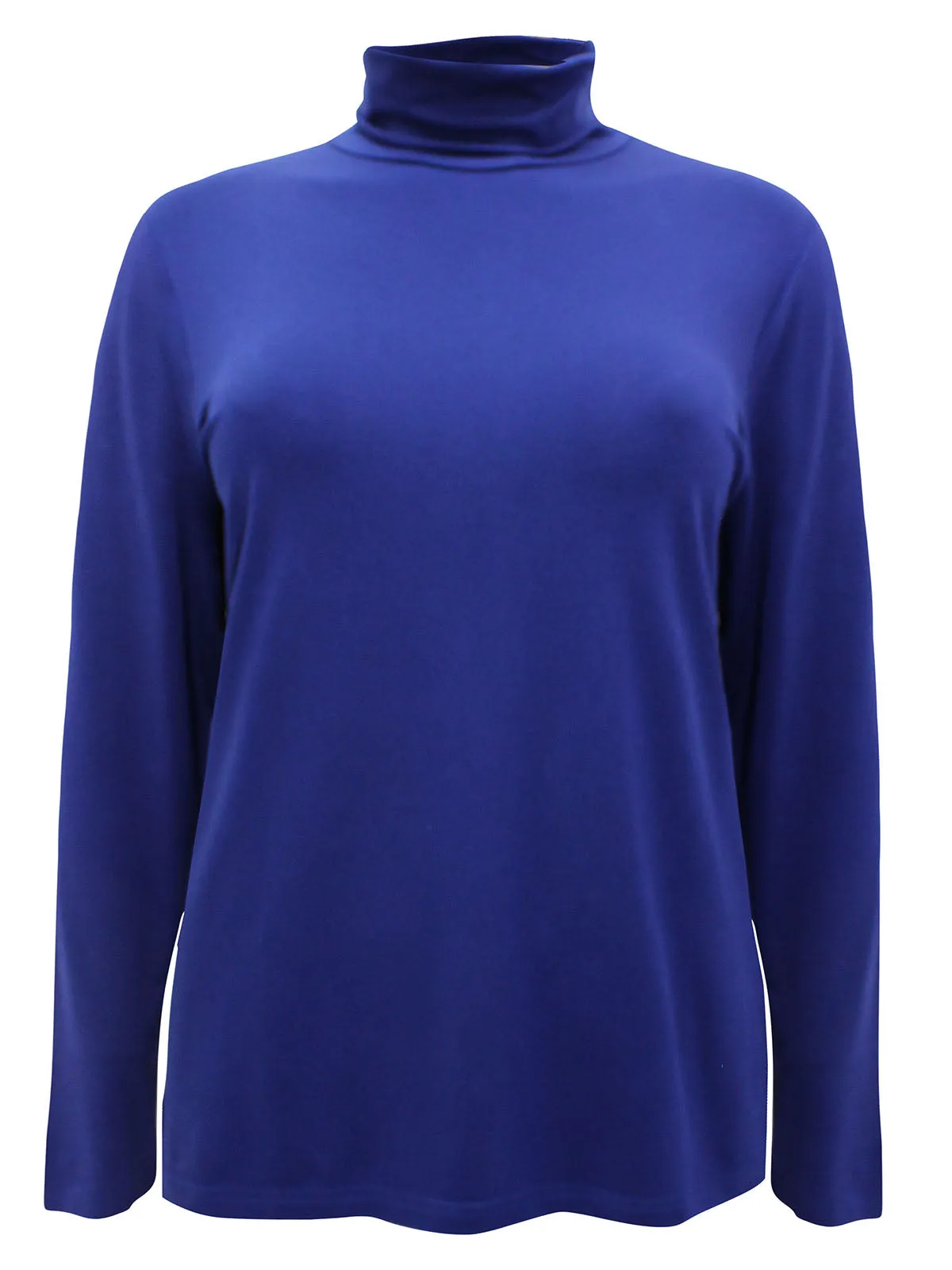 Ladies Laila Royal Blue Polo Neck Long Sleeve Plus Size Top