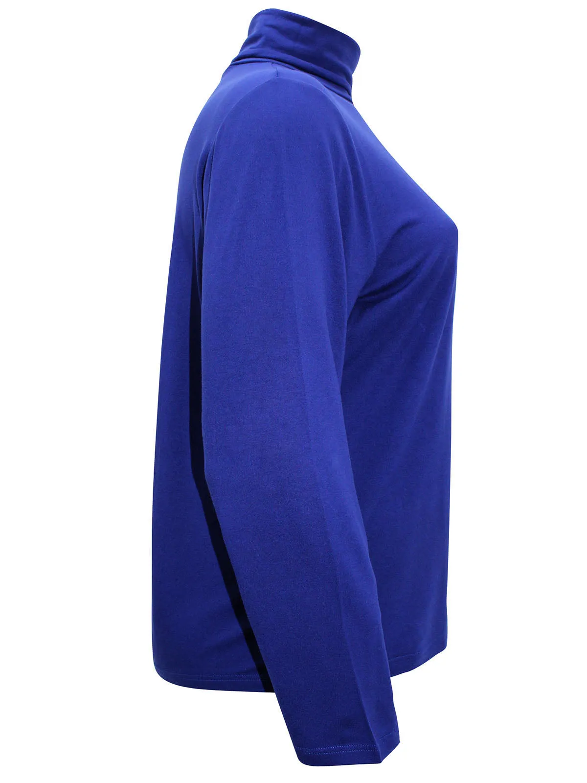 Ladies Laila Royal Blue Polo Neck Long Sleeve Plus Size Top