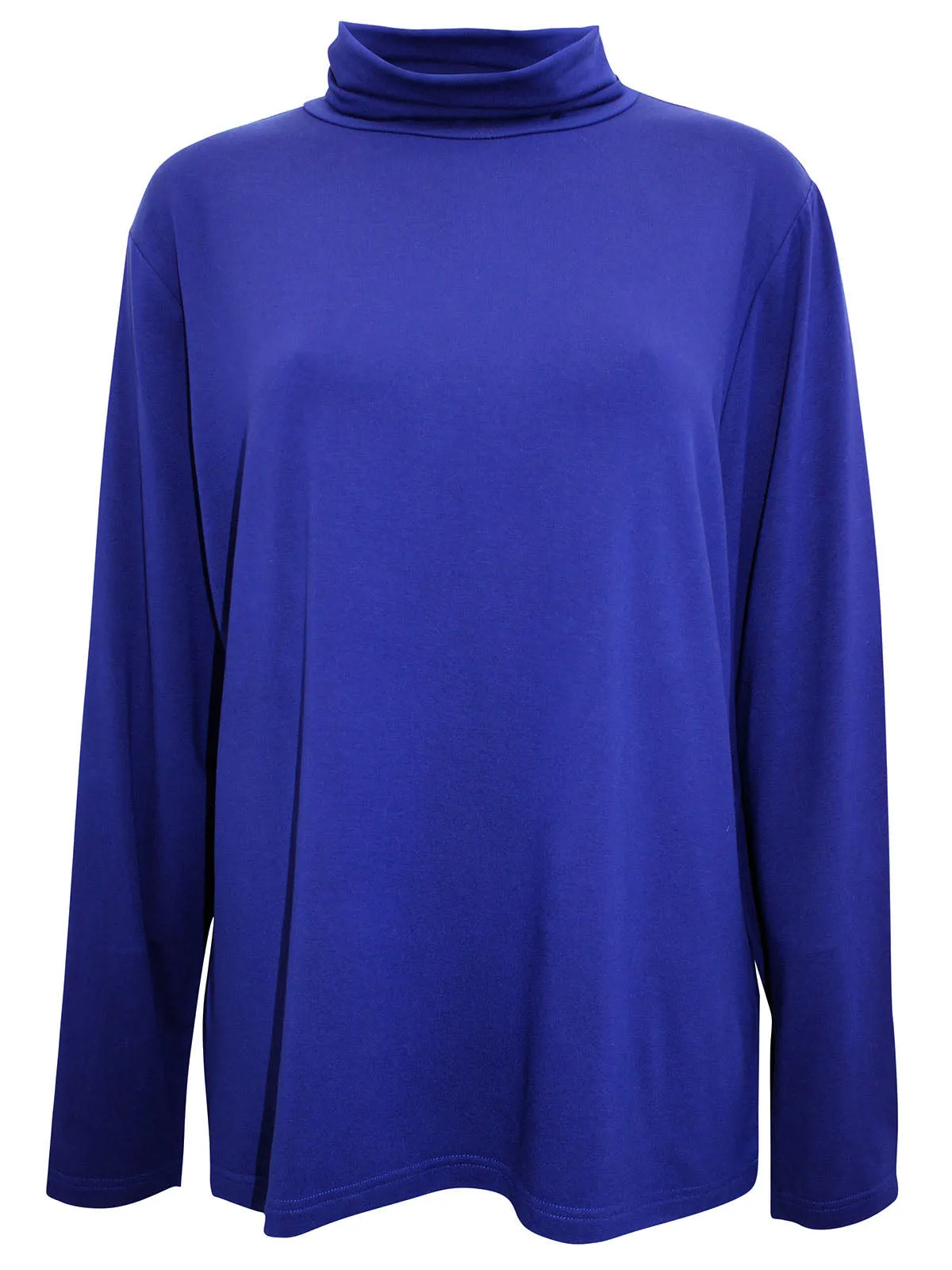Ladies Laila Royal Blue Polo Neck Long Sleeve Plus Size Top