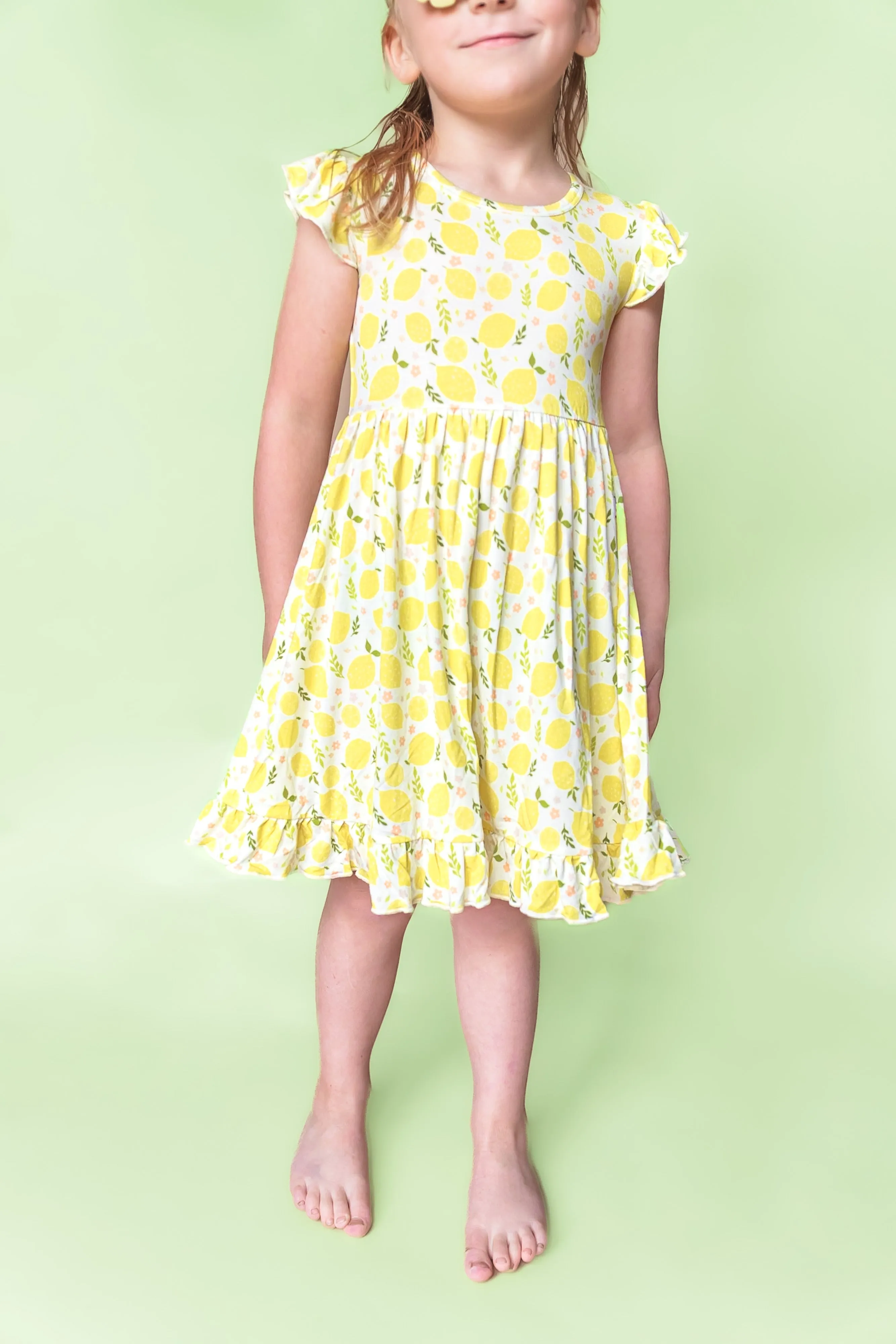 LEMON BLOSSOMS DREAM RUFFLE DRESS