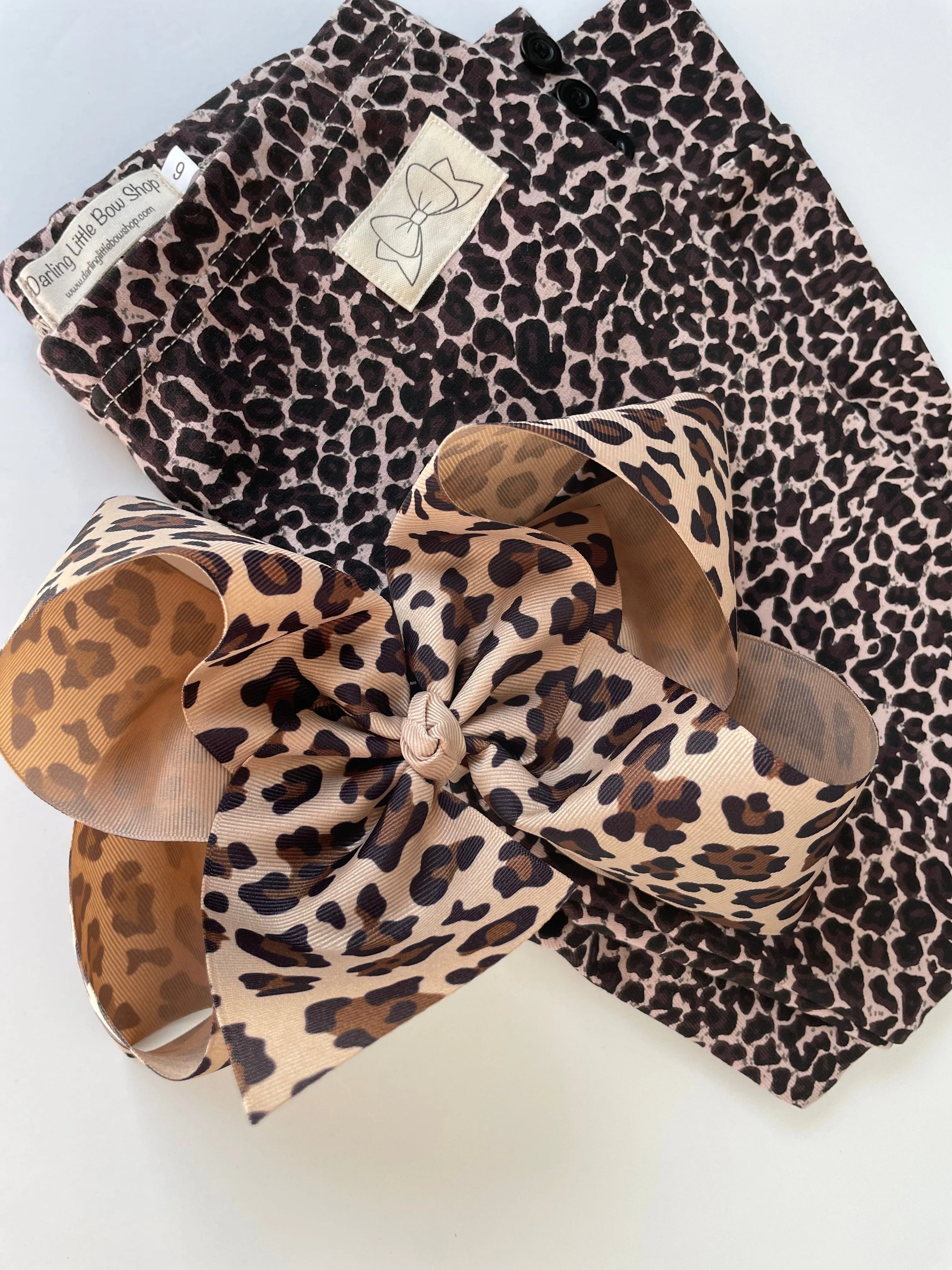 Leopard print Button Leggings - fleece lined and warm