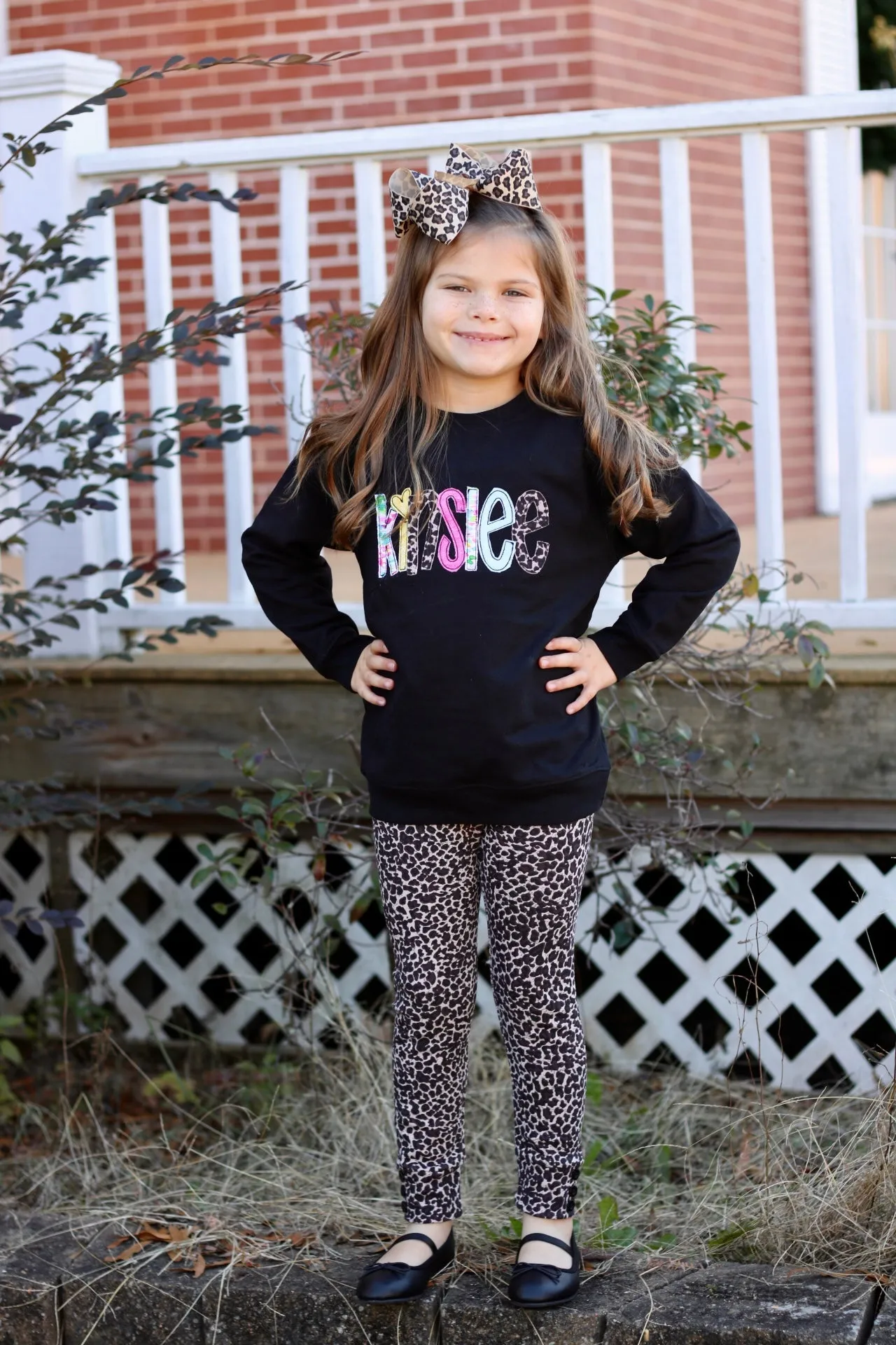 Leopard print Button Leggings - fleece lined and warm