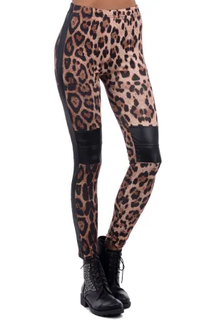 Leopard Print Leggings with Knee Detail