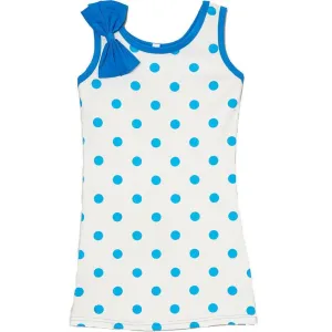 Little Girls Navy Polka Dots Bow Sleeveless Dress 24M-8