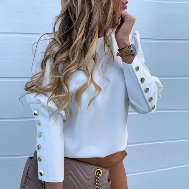 Long Sleeve Metal Button Shirt