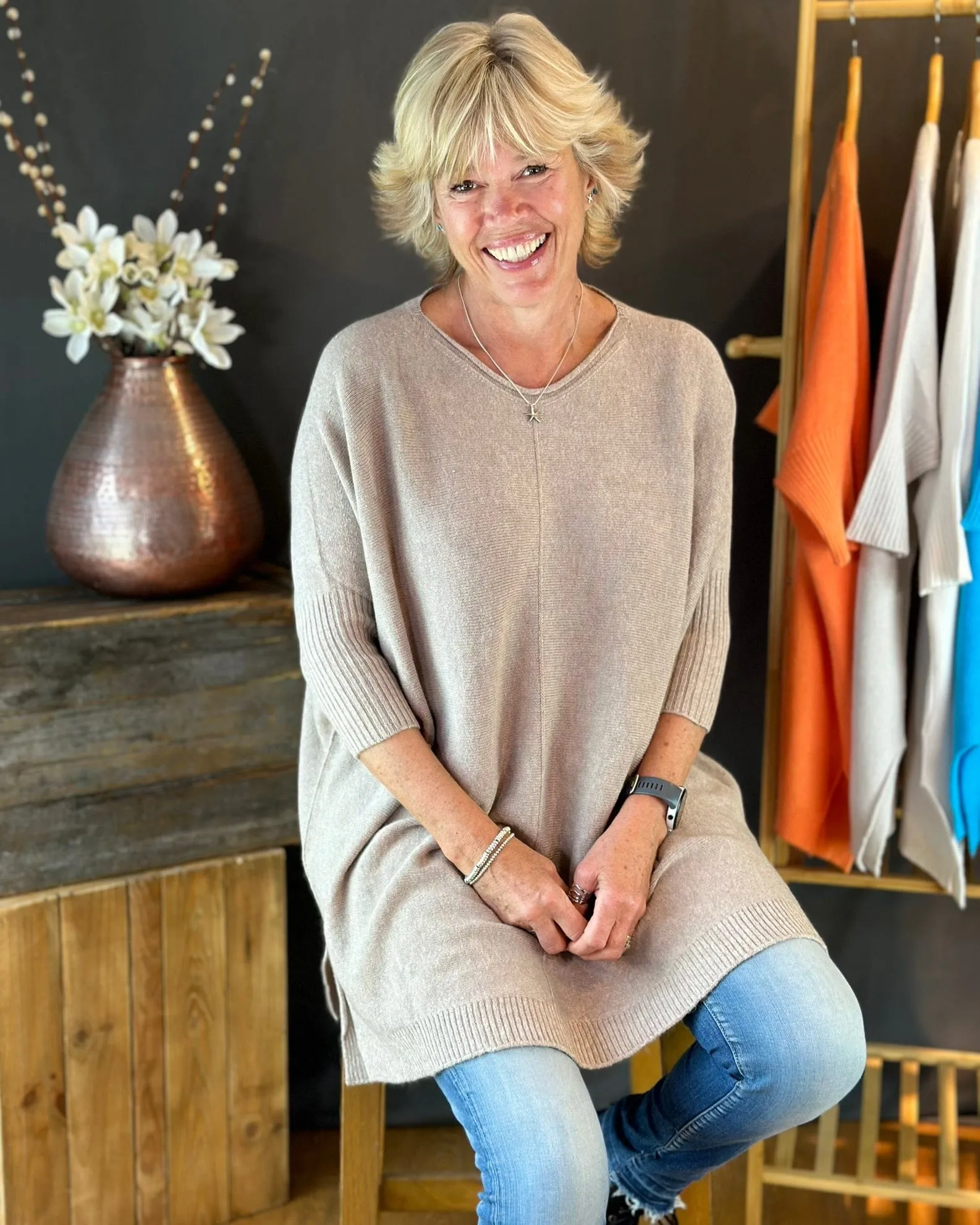 Longline Slouchy Jumper - Oatmeal