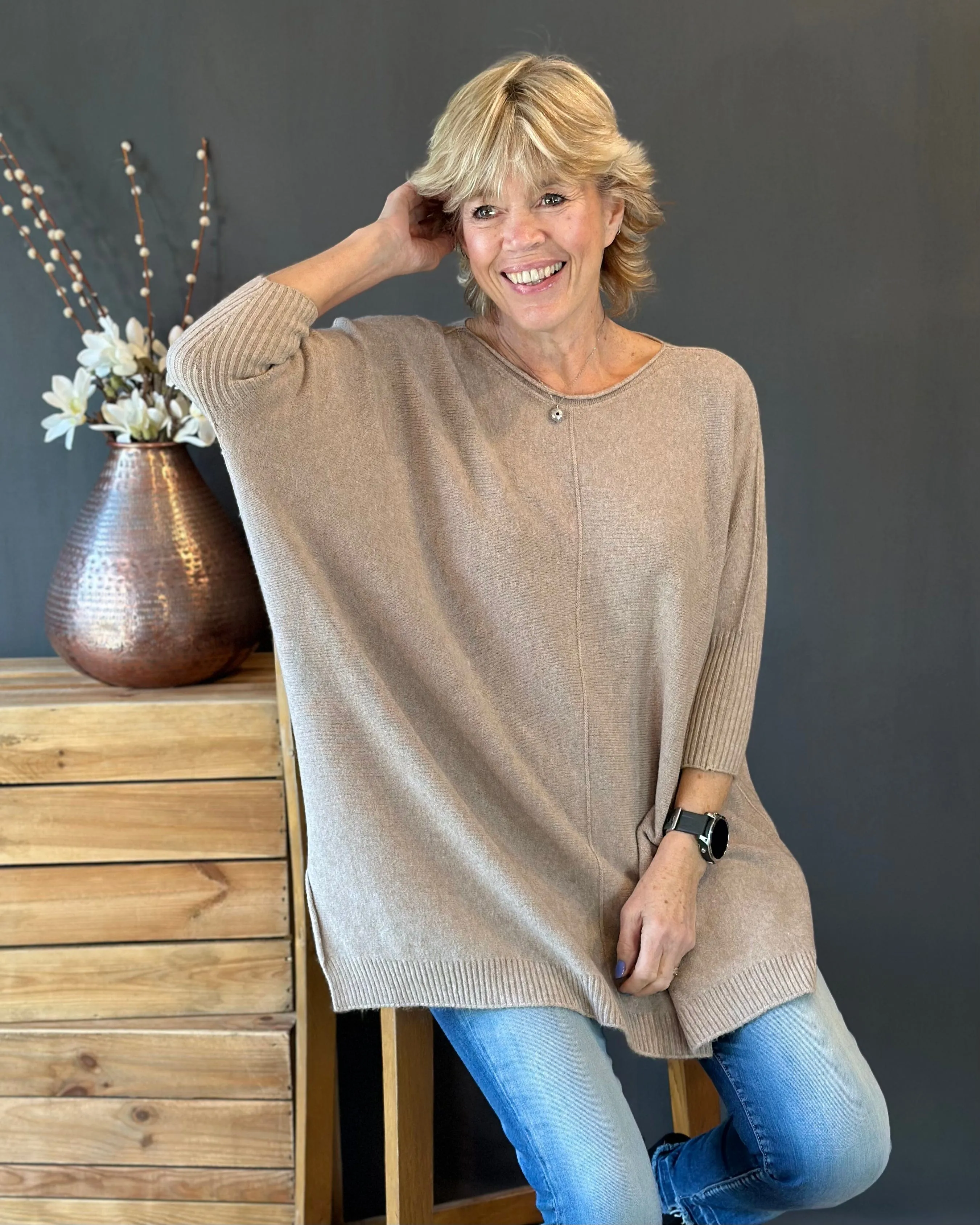 Longline Slouchy Jumper - Oatmeal