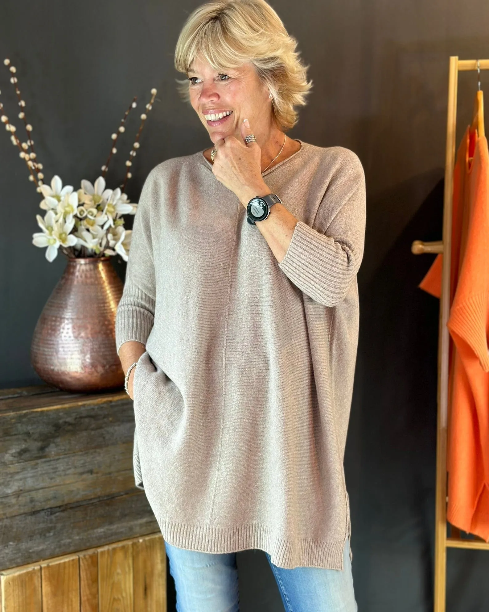 Longline Slouchy Jumper - Oatmeal