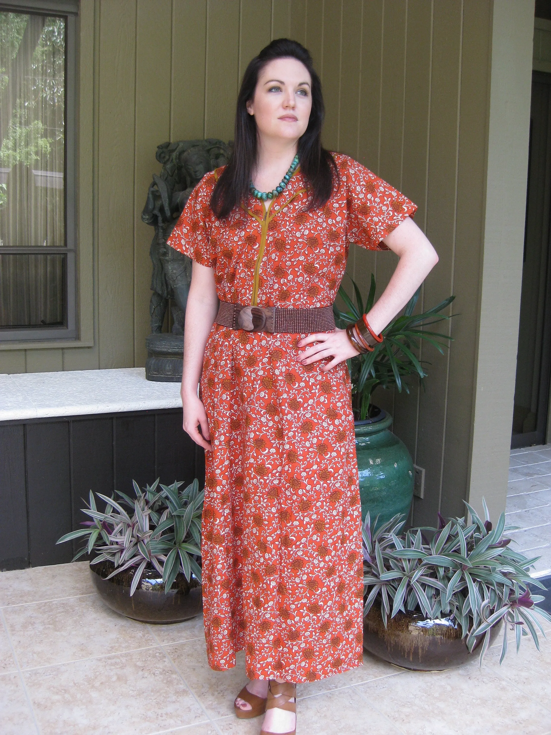 Maxi Caftan Dress, Maternity Blue Floral Printed Lounger L