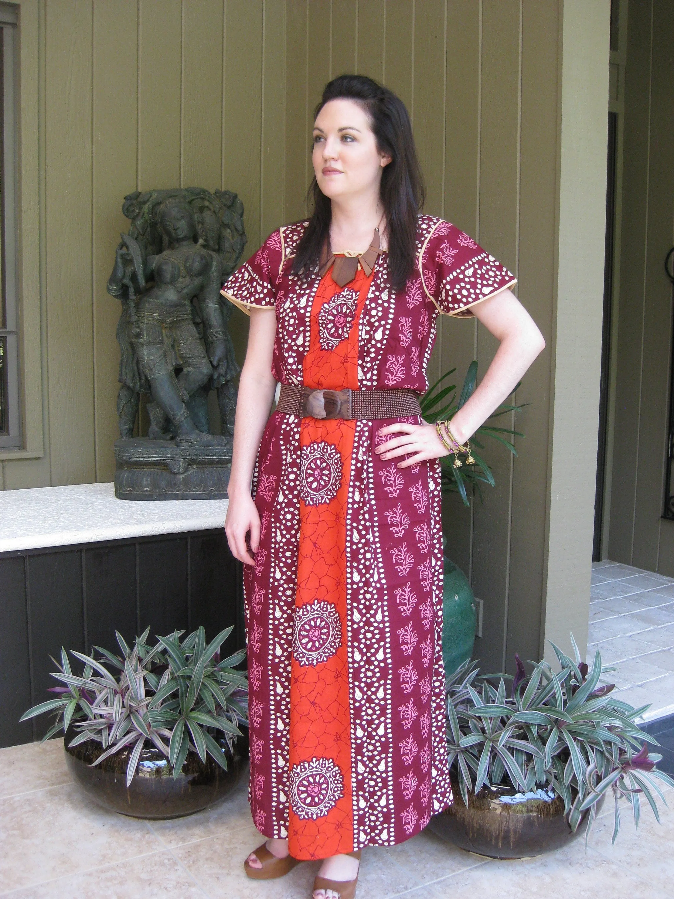 Maxi Caftan Dress, Maternity Blue Floral Printed Lounger L
