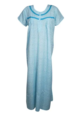 Maxi Caftan Dress, Maternity Blue Floral Printed Lounger L