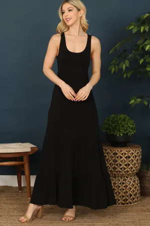 Maxi Tank Tiered Solid Dress