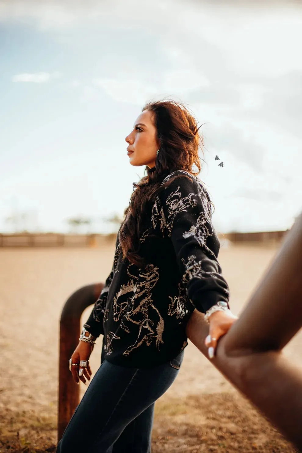 Metallic Bronc Rider Sweater