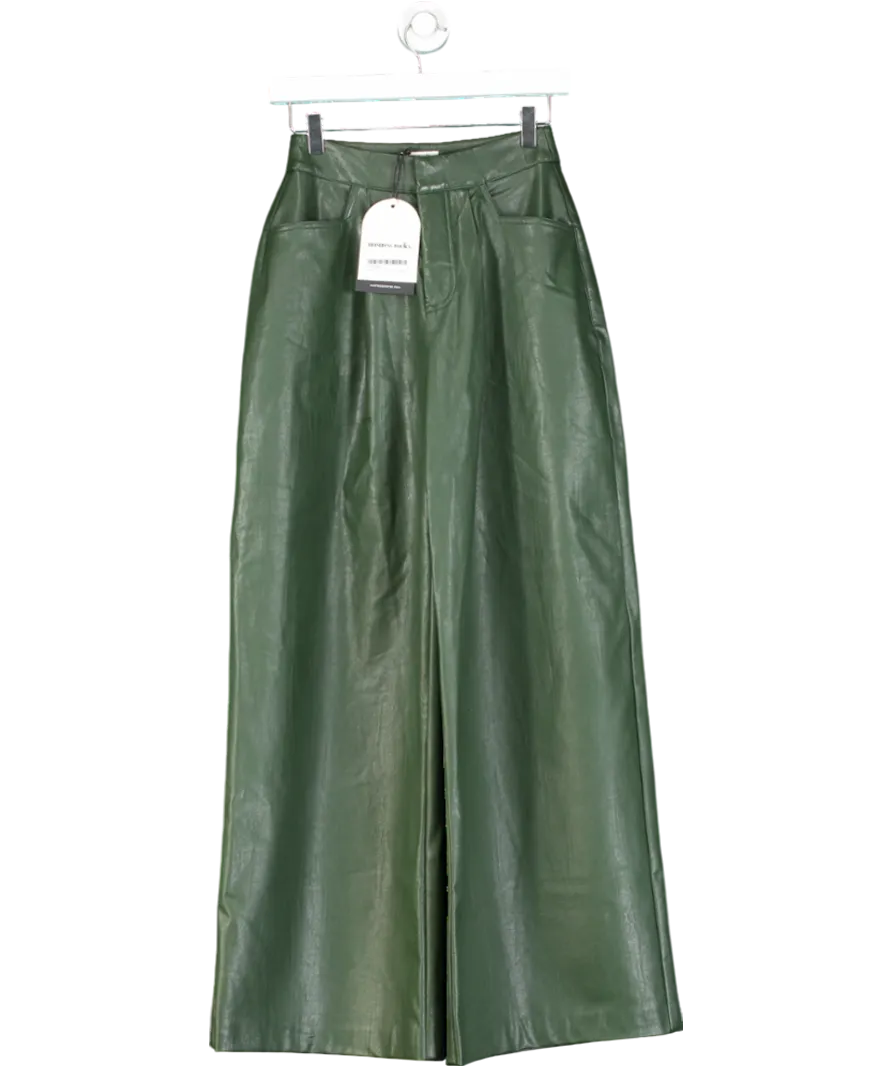 Mistress Rocks Green Evergreen Vegan Leather Darted Trousers UK XS