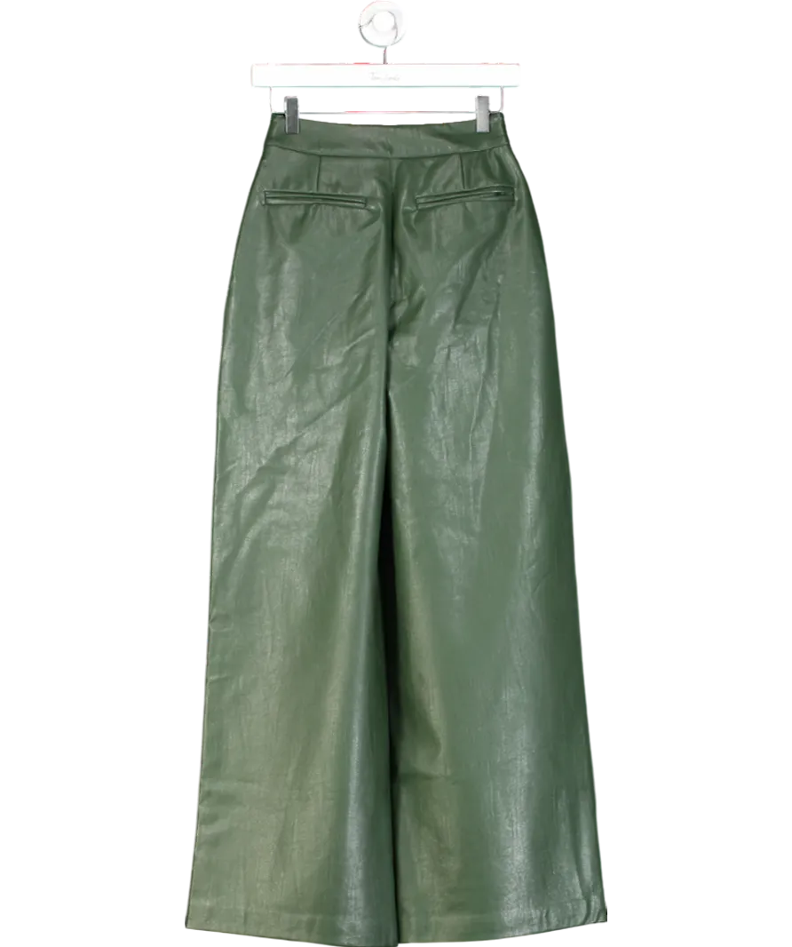 Mistress Rocks Green Evergreen Vegan Leather Darted Trousers UK XS