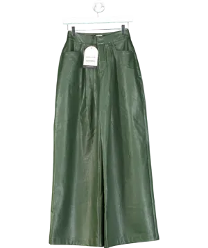 Mistress Rocks Green Evergreen Vegan Leather Darted Trousers UK XS