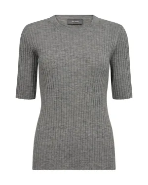 MM Relena Rib SS Crewneck Topp Grå