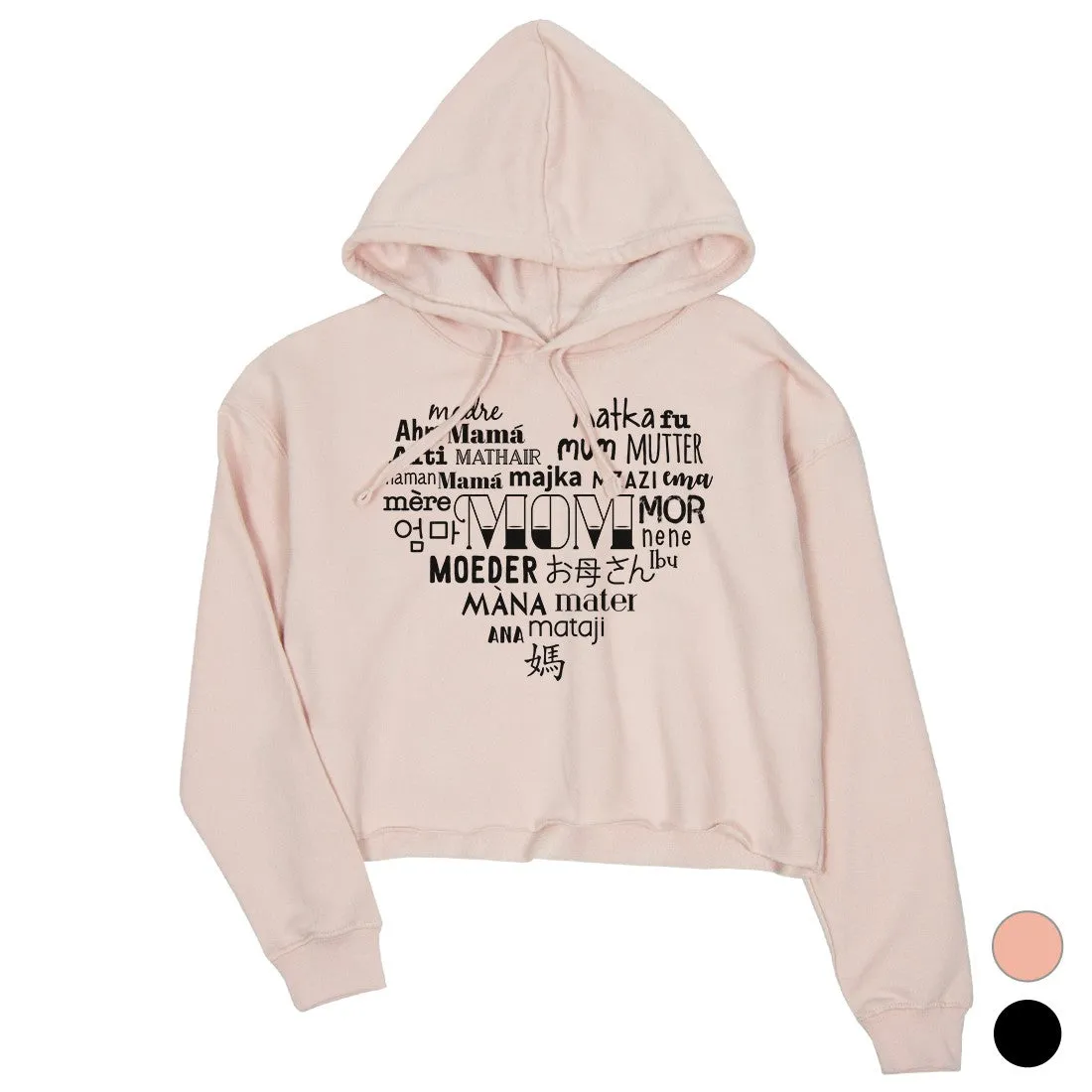 Mom Different Languages Womens Crop Hoodie Funny Mothers Day Gift