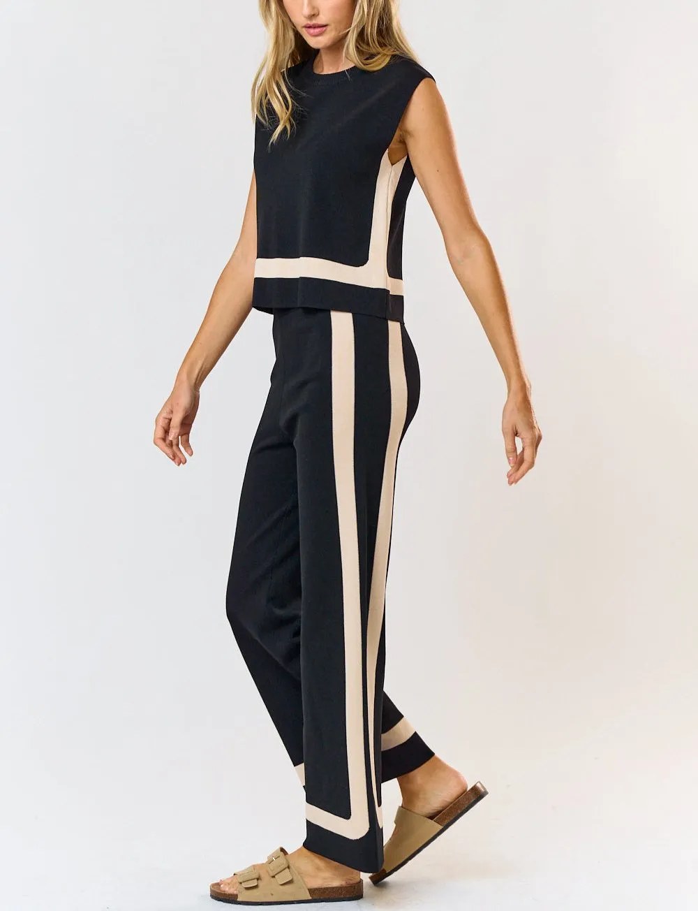 Oats & Honey Color-block Wide Leg Business Set