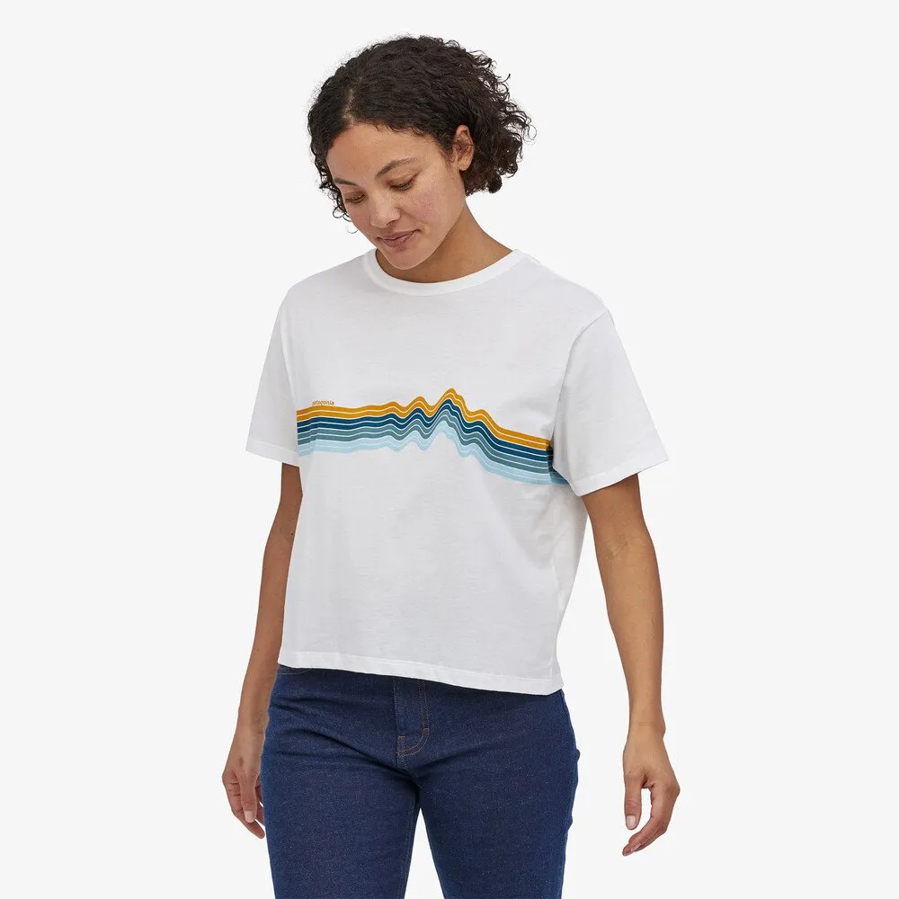 Patagonia W's Ridge Rise Stripe Organic Easy Cut Tee-White