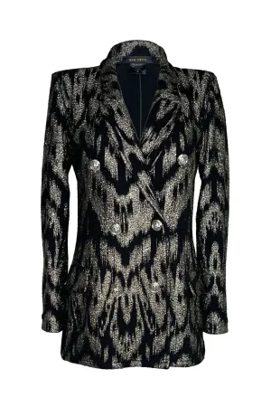 Peaked Lapel Double Breasted Semi Fttted Jacket