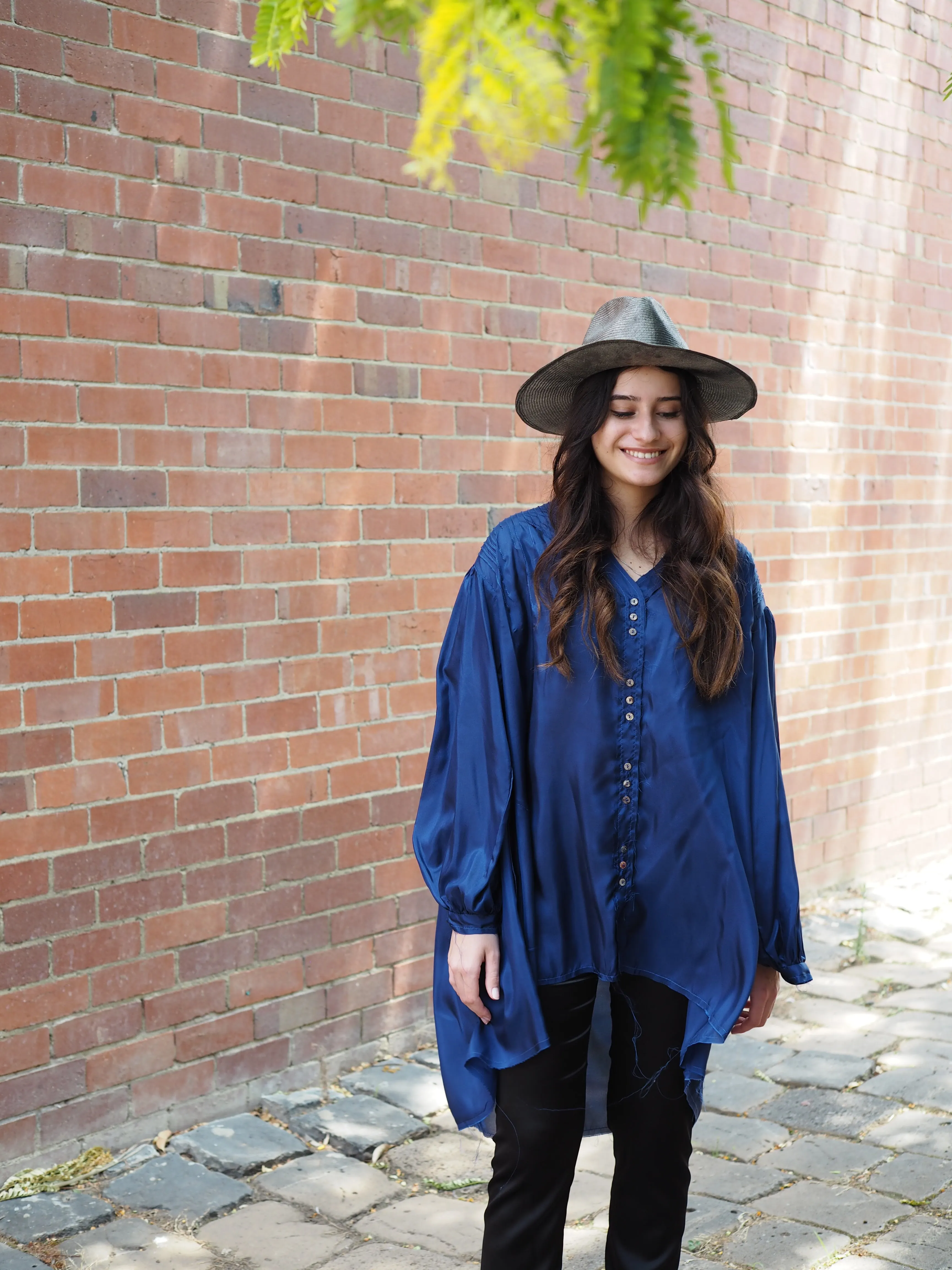 Pin-tuck shirt (silk)