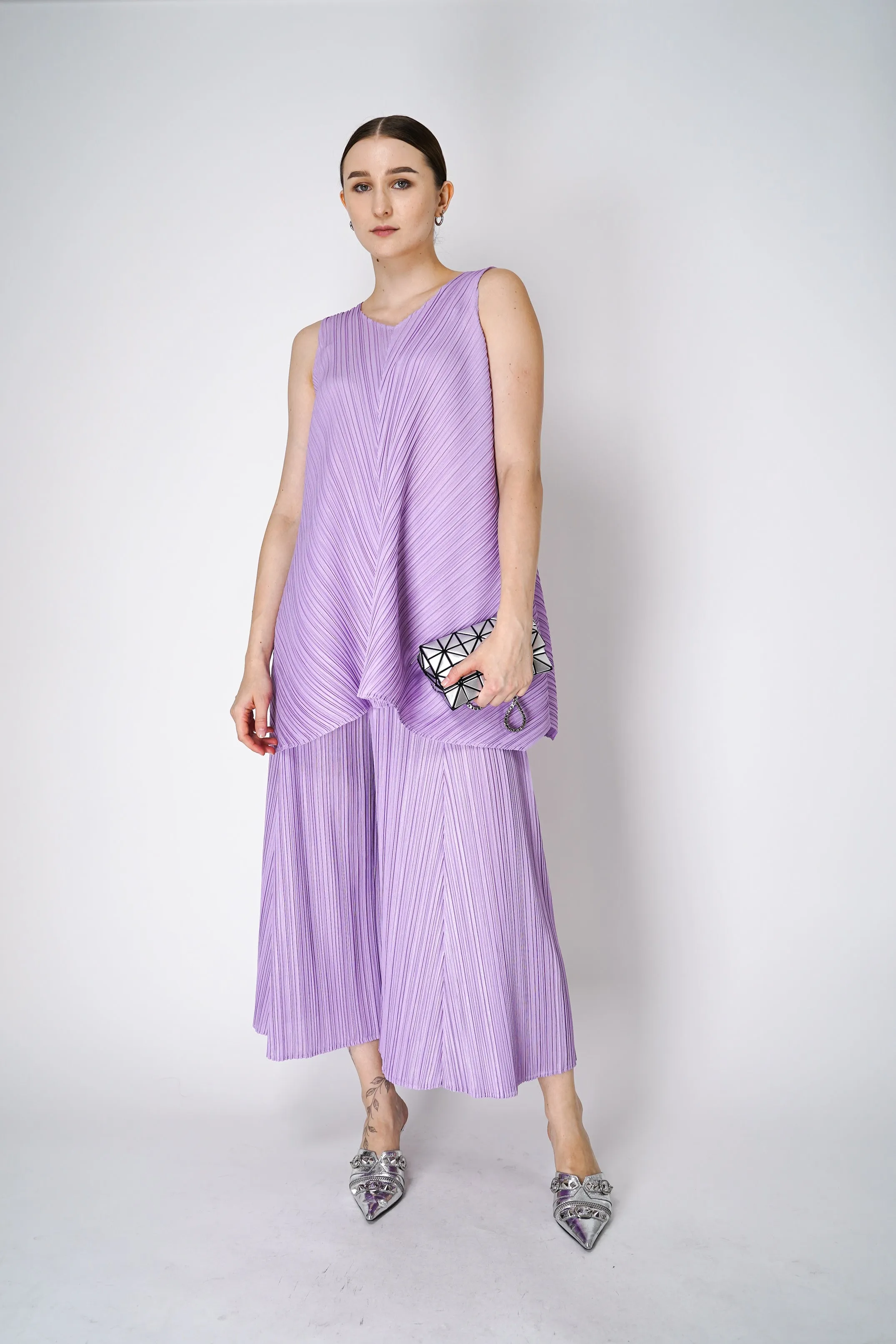 Pleats Please Issey Miyake Mellow Pleats Tunic in Lilac