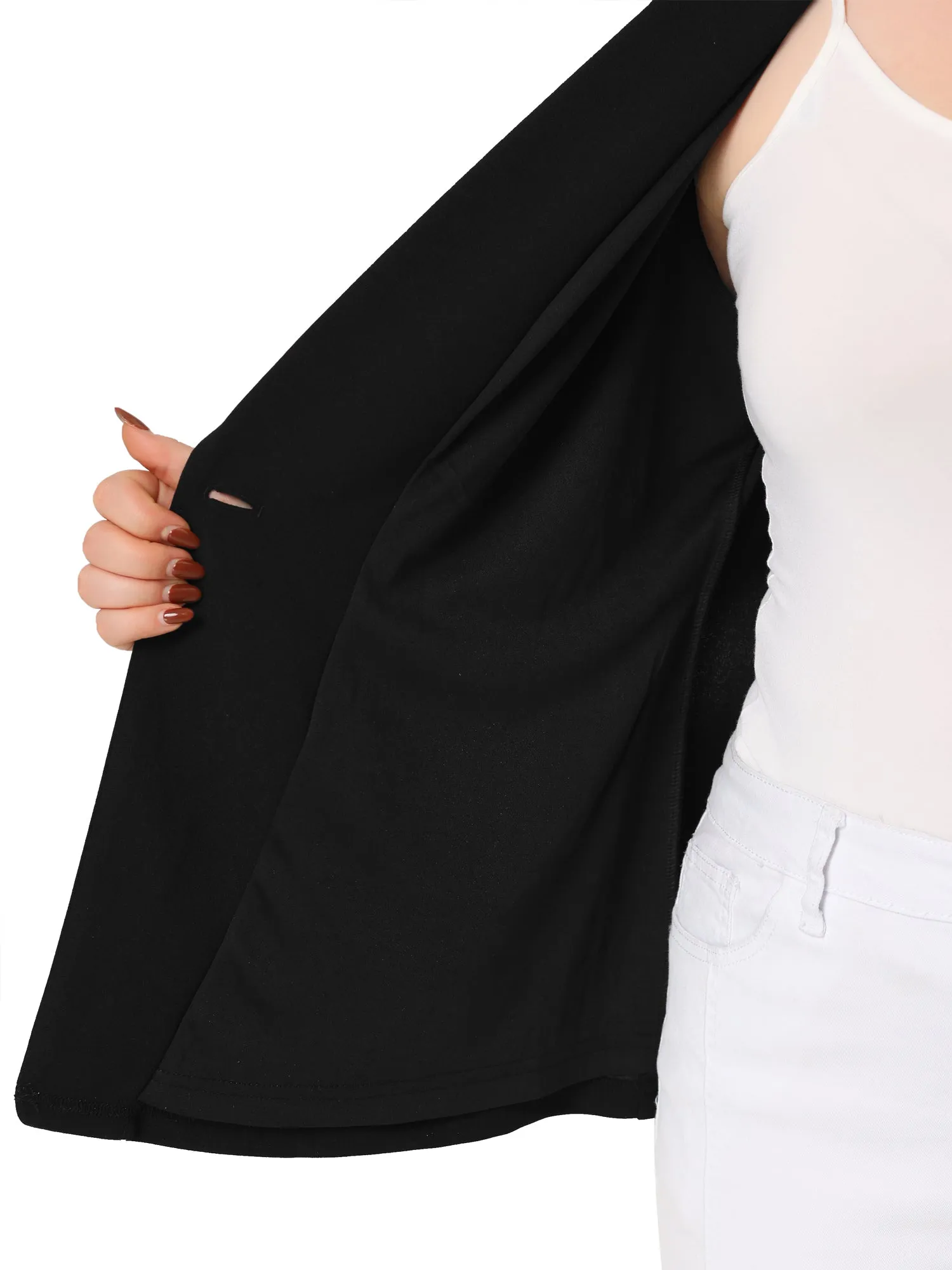 Plus Size Work Notch Lapel Lace Front Blazer Jackets