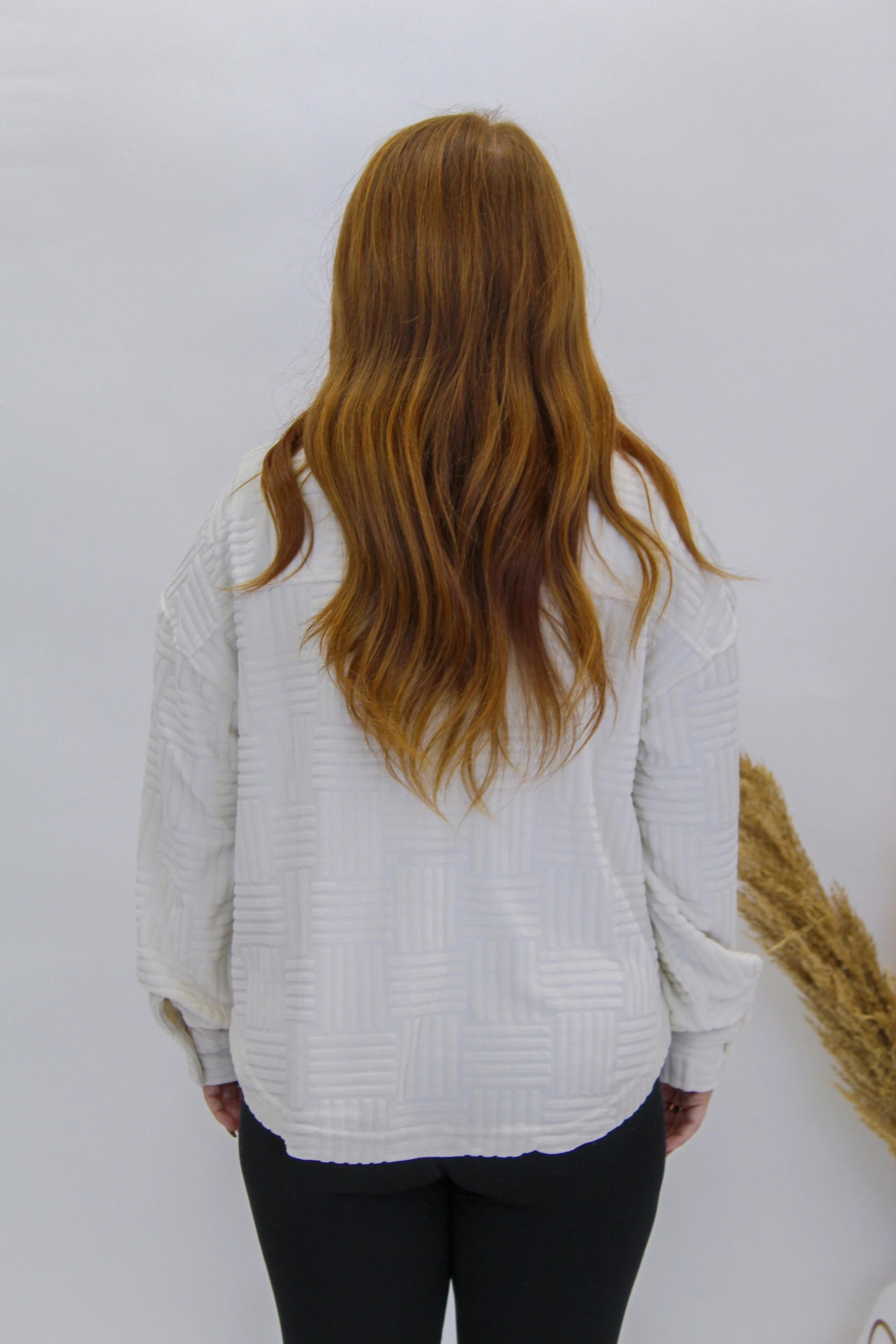 Proper Comfy Textured Shacket- Ivory