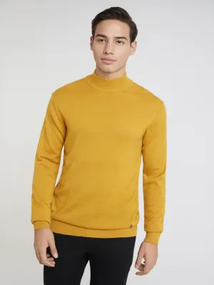 Raymond Men Yellow Solid Contemporary Fit Wool Blend Sweater
