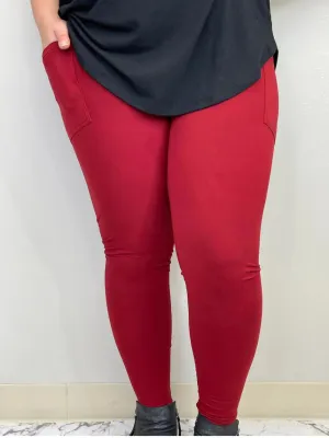 Red Leggings w/Pockets - #2967-2969