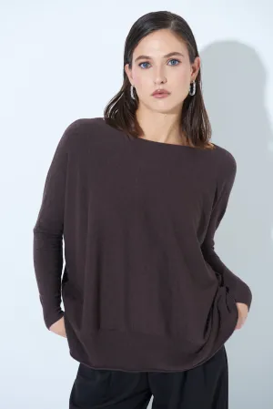 Relaxed boat neck knit sweater wholesale