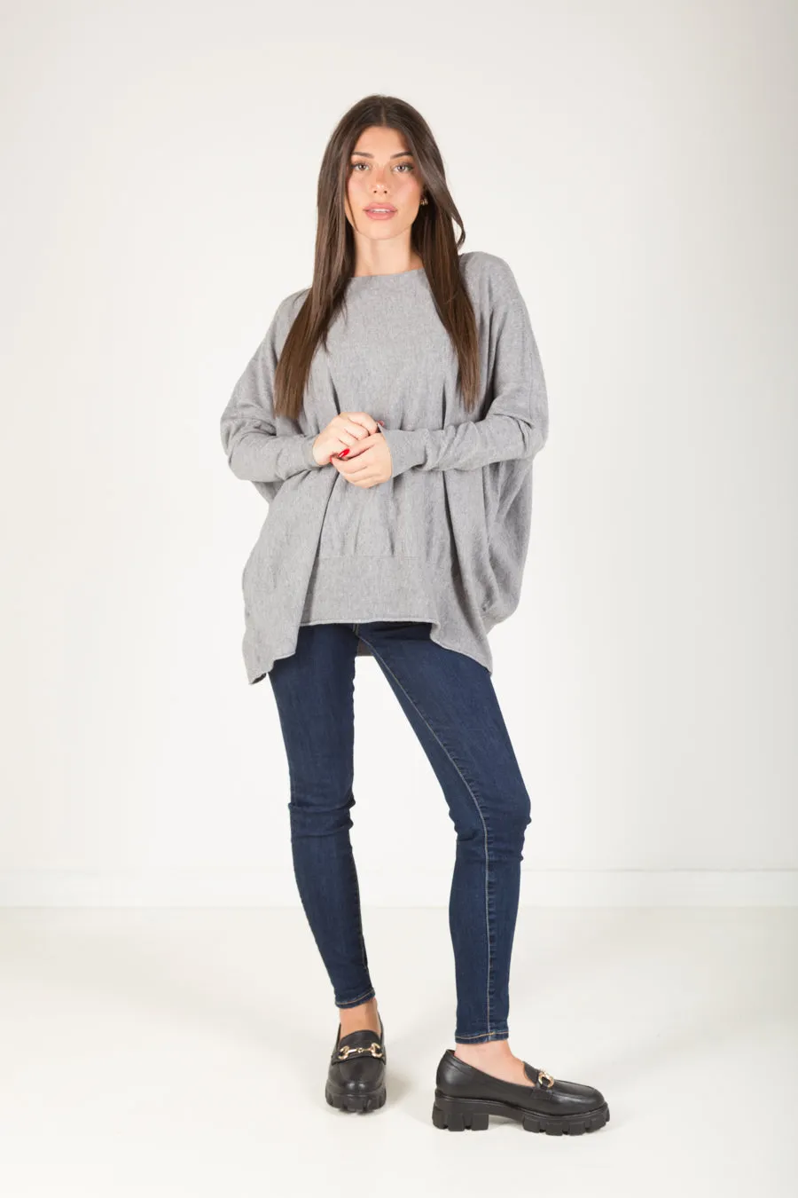 Relaxed boat neck knit sweater wholesale