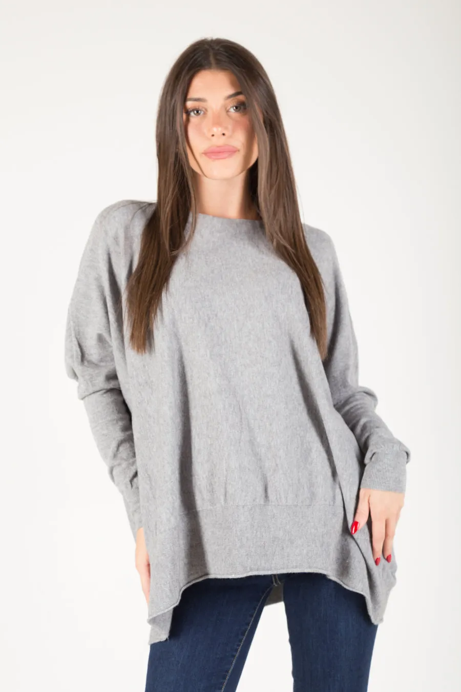 Relaxed boat neck knit sweater wholesale
