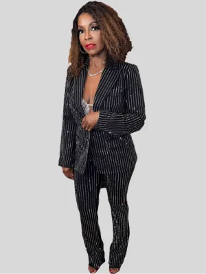 Rhinestone Pinstripe Blazer