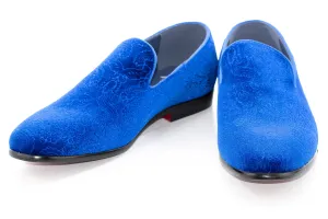 Royal Blue Damask Velvet Fashion Loafer