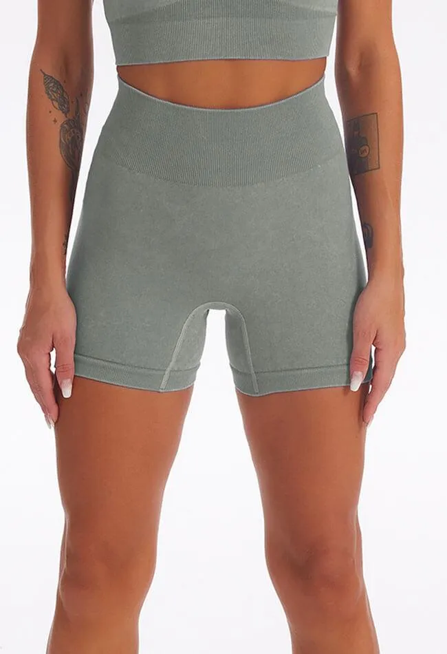 Seamless Washed High-Waist Shorts - Easy