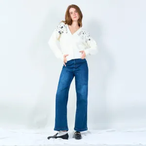 Sequin embellished v-neck cardigan wholesale