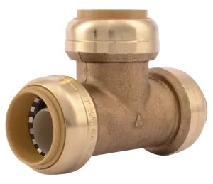 SharkBite U374LFA Pipe Tee, 1 in, Push-Fit, DZR Brass, 200 psi Pressure :EA: QUANTITY: 1