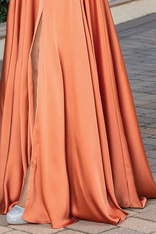 Sienna Solid A Line Dress with Slitted Skirt