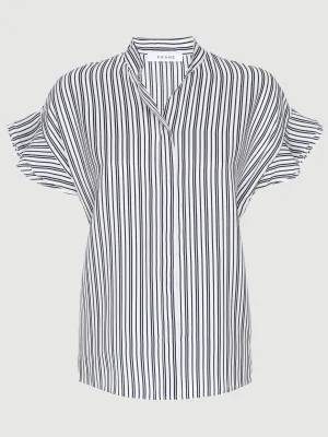 Silk Flounce Short Sleeve -- Navy Multi