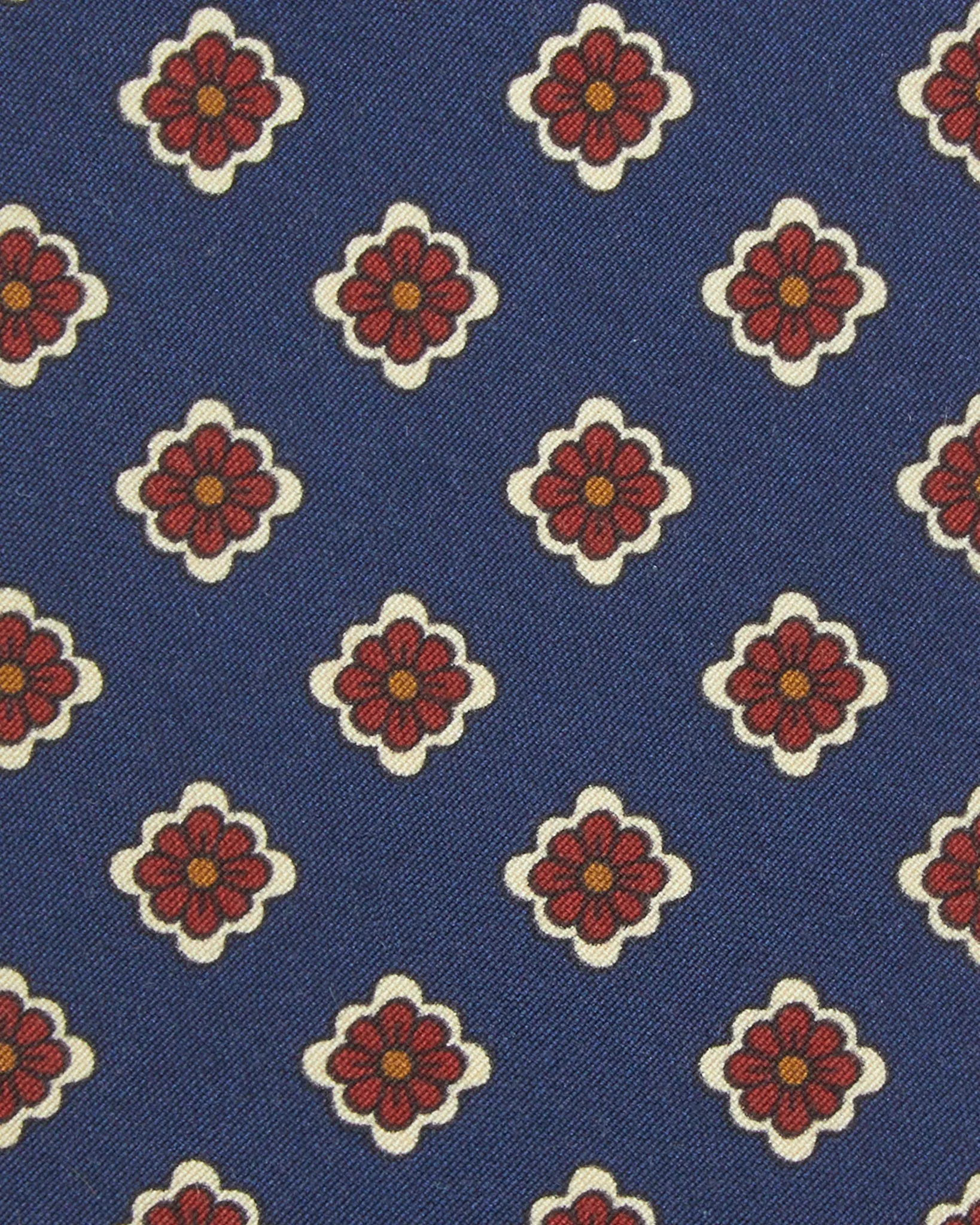 Silk Print Tie in Blue/Red/Butter Flower