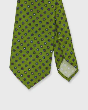 Silk Print Tie in Moss/Navy Multi Flower