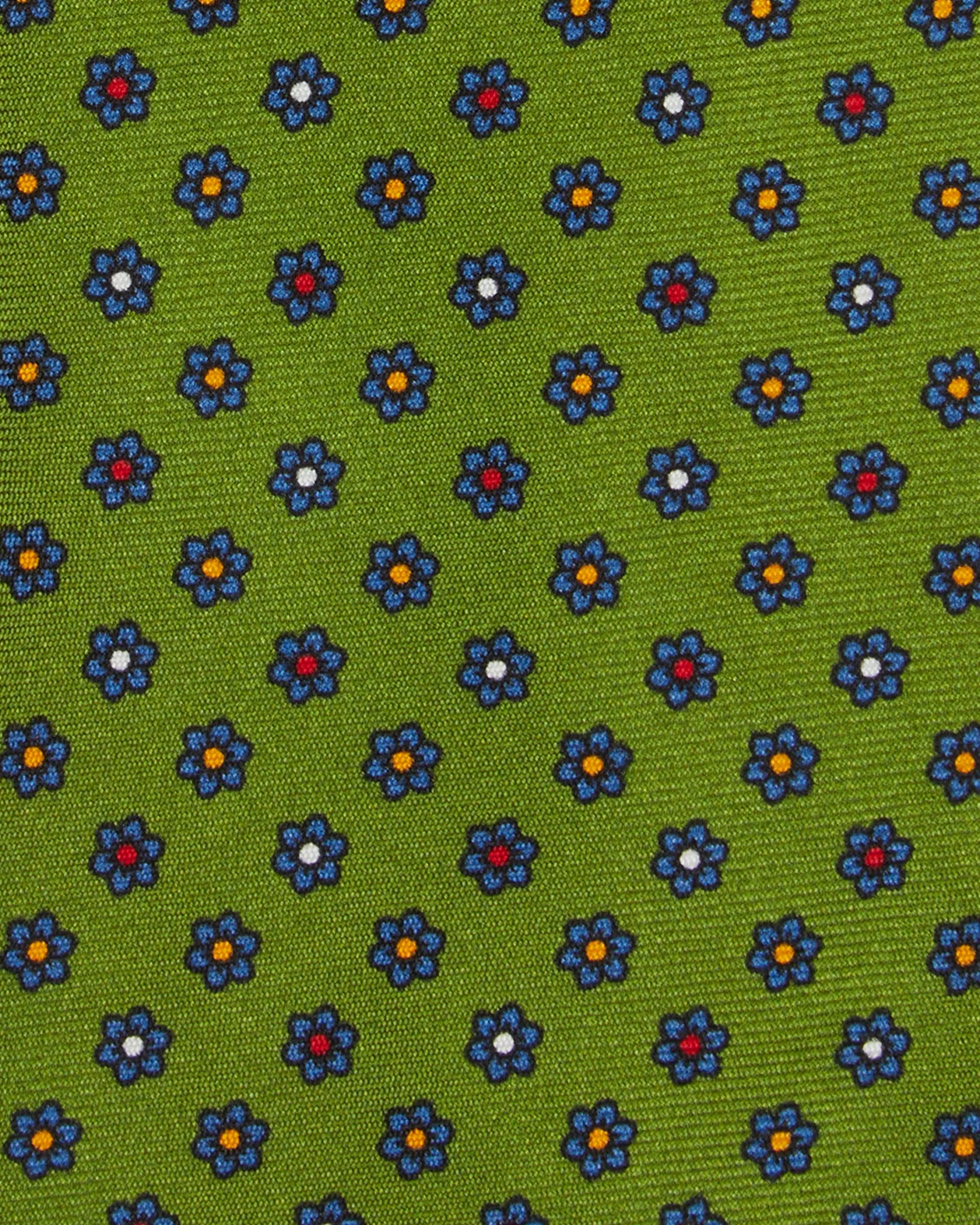 Silk Print Tie in Moss/Navy Multi Flower