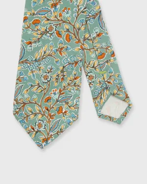 Silk Print Tie in Sage/Periwinkle/Salmon Floral