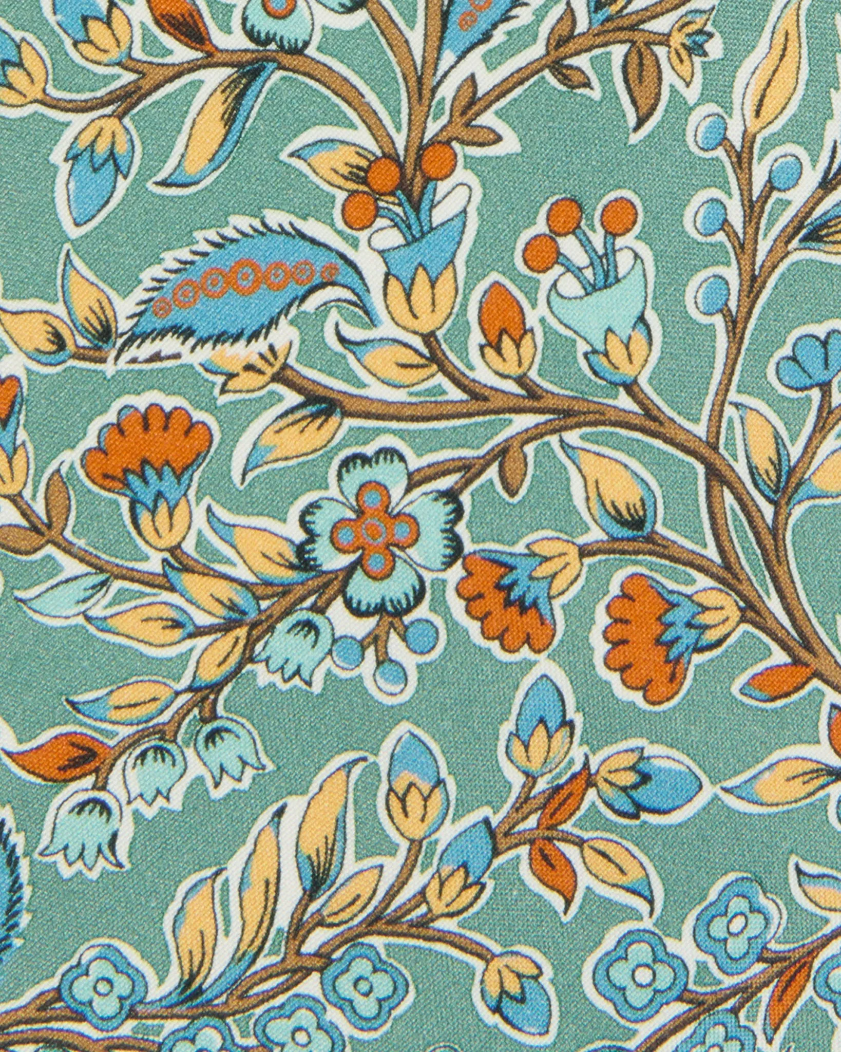 Silk Print Tie in Sage/Periwinkle/Salmon Floral
