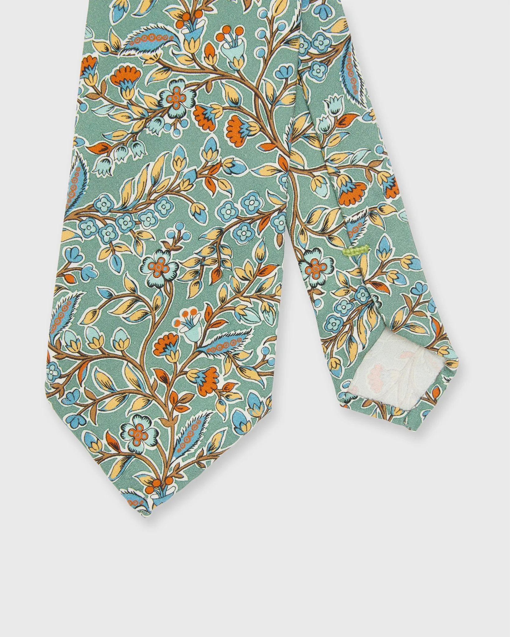 Silk Print Tie in Sage/Periwinkle/Salmon Floral